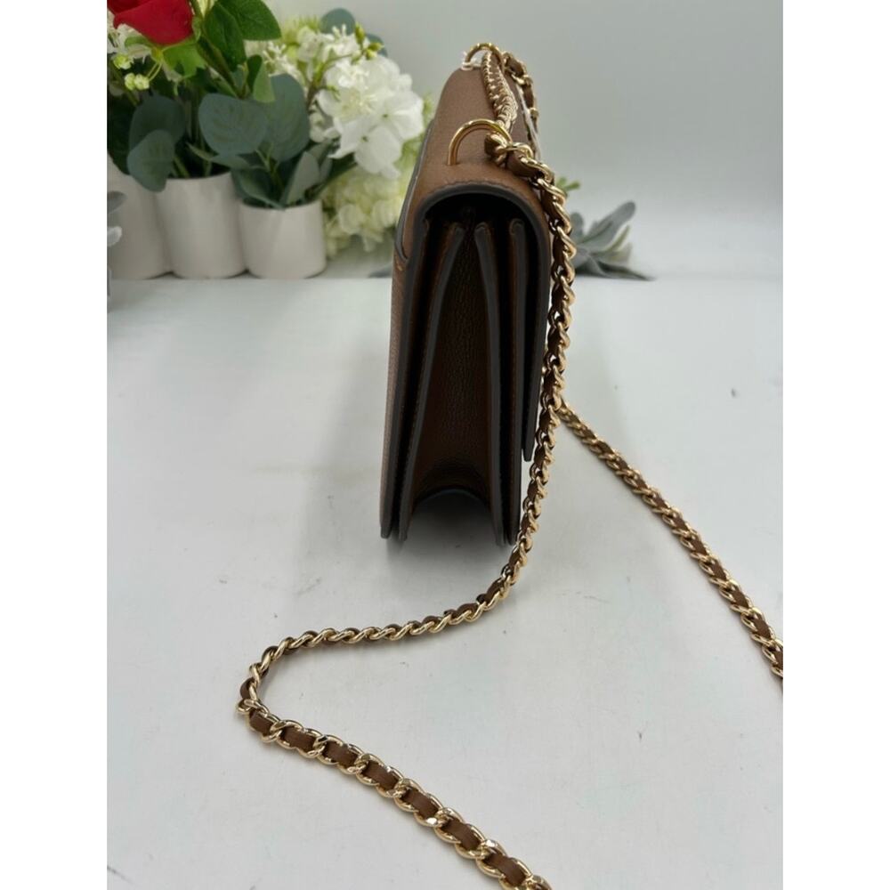 Women's TORY BURCH BRITTEN shoulder bag crafted in moose brown leather/ gold - Picture 3 of 10